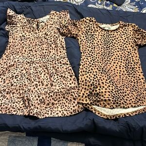 NWOT-  Set of two animal print toddler girl dresses- Mauve and brown